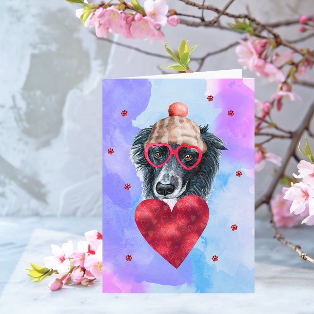 Blauer Lila Grenz Collie Valentine Tagesgeschenk H Karte (Von Creator hochgeladen)