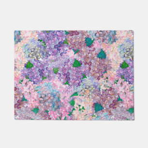 Blauer lila Hydrangea und Flieder Fußmatte