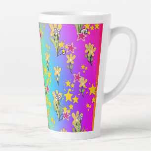 Blauer Lila Kreis aus Blumensträußen Milchtasse