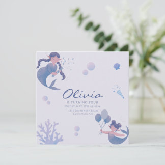 Blauer Lila Meerjungfrau-Schwanz Einladung