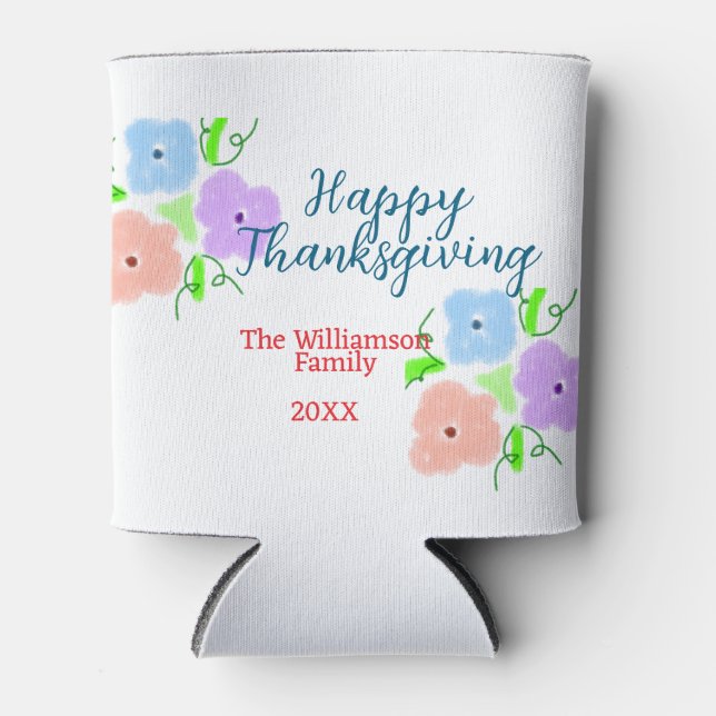 Blauer lila rosa glückliches Dankeschön hinzufügen Dosenkühler (Vorderseite)