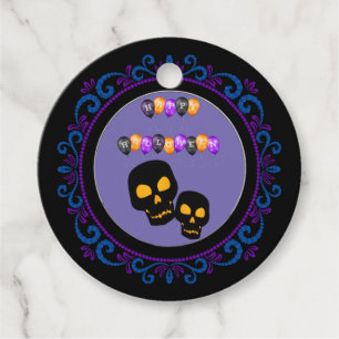 Blauer Lila Schwarzer Skulls Frohe Halloween Ballo Geschenkanhänger