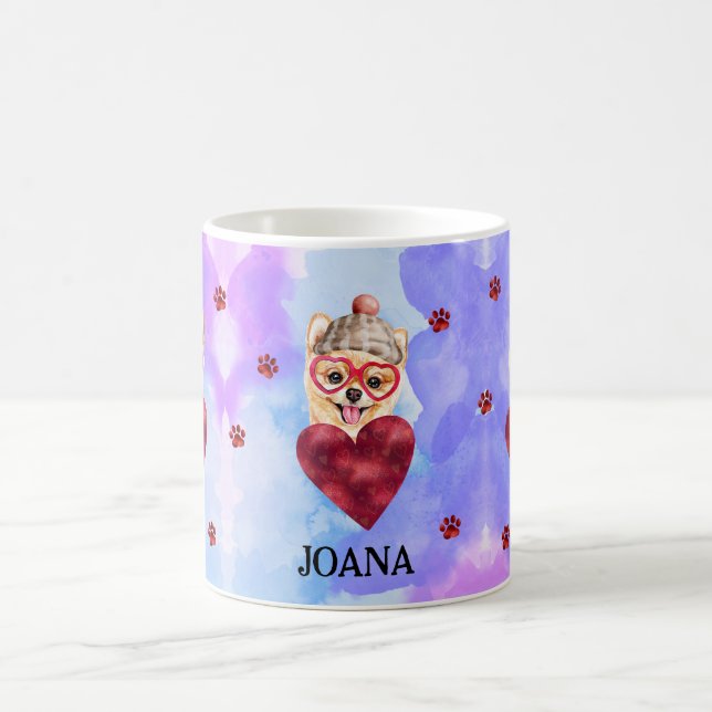 Blauer Lila Spitz Valentinstag Kaffeetasse (Mittel)