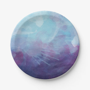 Blauer lila Watercolor spritzt Entwurf Pappteller