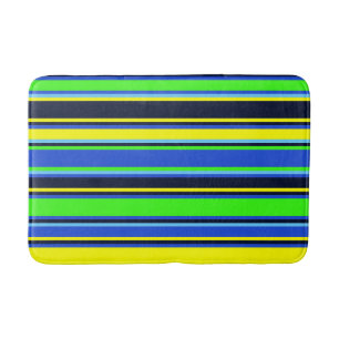 Blauer, Limoner und gelber Streifen Bath Mat Badematte