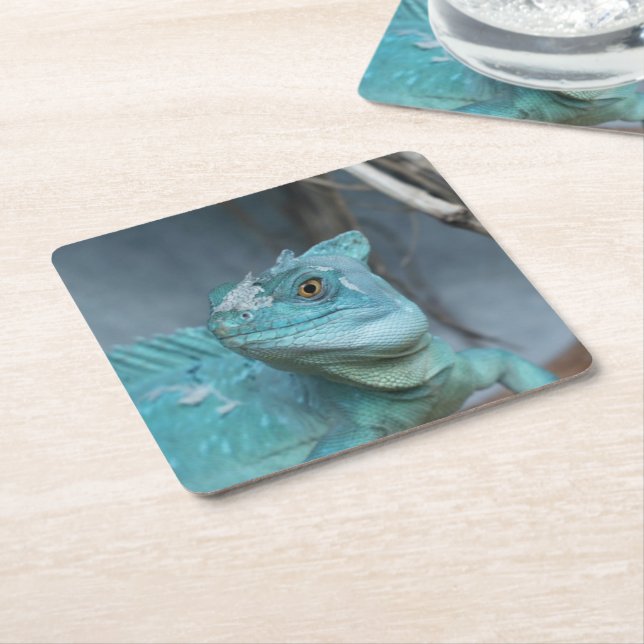 Blauer Lizard Rechteckiger Pappuntersetzer (angewinkelt)