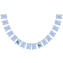 Blauer LKW-blaue weiße Streifen-Geburtstags-Fahne