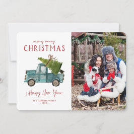 Blauer LKW | Weihnachts-Foto Einladung