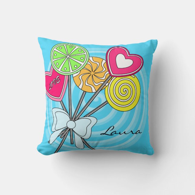 Blauer Lollipop Pillow Kissen (Vorderseite)