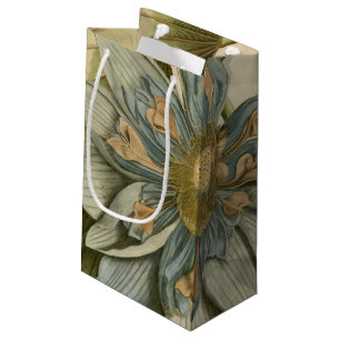 Blauer Lotos-Blume auf TAN-Hintergrund mit Kleine Geschenktüte