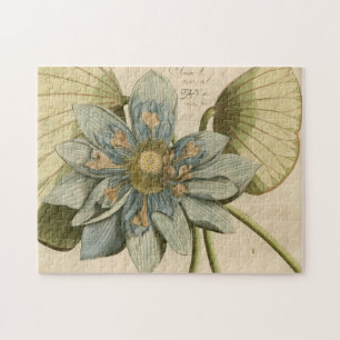 Blauer Lotos-Blume auf TAN-Hintergrund mit Puzzle