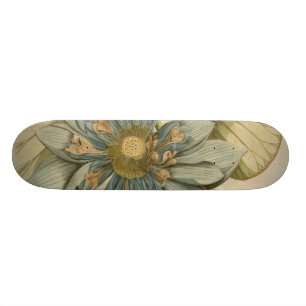 Blauer Lotos-Blume auf TAN-Hintergrund mit Skateboard