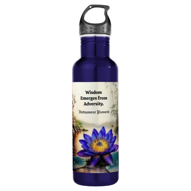 Blauer Lotus aus Muddy Waters (Vietnamesisch) Edelstahlflasche (Vorderseite)
