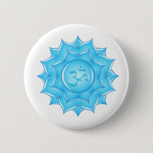 Blauer Lotus Blume Om Symbol Zeichnend Button