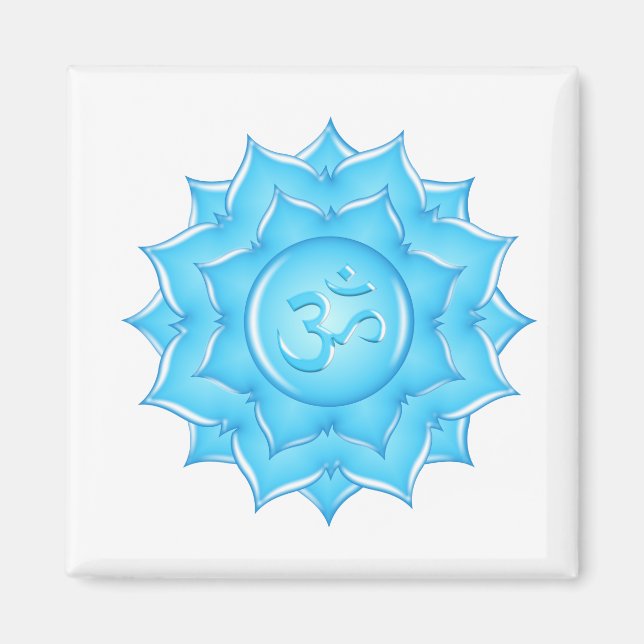 Blauer Lotus Blume Om Symbol Zeichnend Magnet (Vorne)