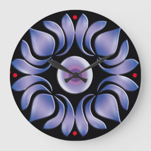 Blauer Lotus Große Wanduhr