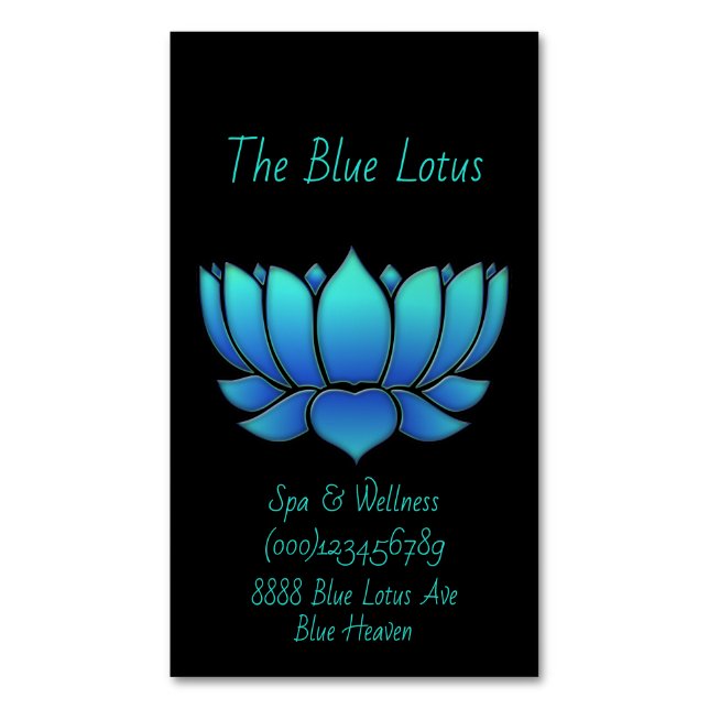 Blauer Lotus - Magnetische Visitenkarte (Vorderseite Vertikal)