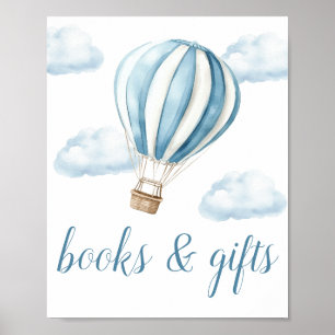 Blauer Luftballon-Baby-Shower-Bücher- und Geschenk Poster