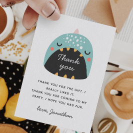 Blauer lustiger Dinosaurier. Dino Baby / Kindergeb Dankeskarte