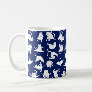 Blauer lustiger Katze im Yoga-Sport Kaffeetasse