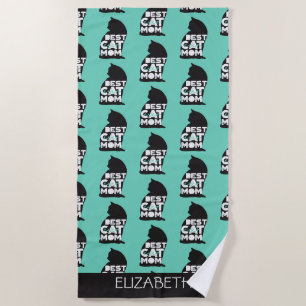 Blauer Lustiger Muttertags-Bester-Katze-Mama-aller Strandtuch
