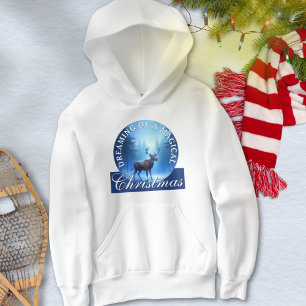 Blauer magischer Rentiere schneebedeckter Wald Wei Hoodie