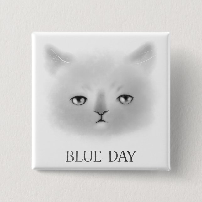 Blauer Magnet der Katze Tages Button (Vorderseite)