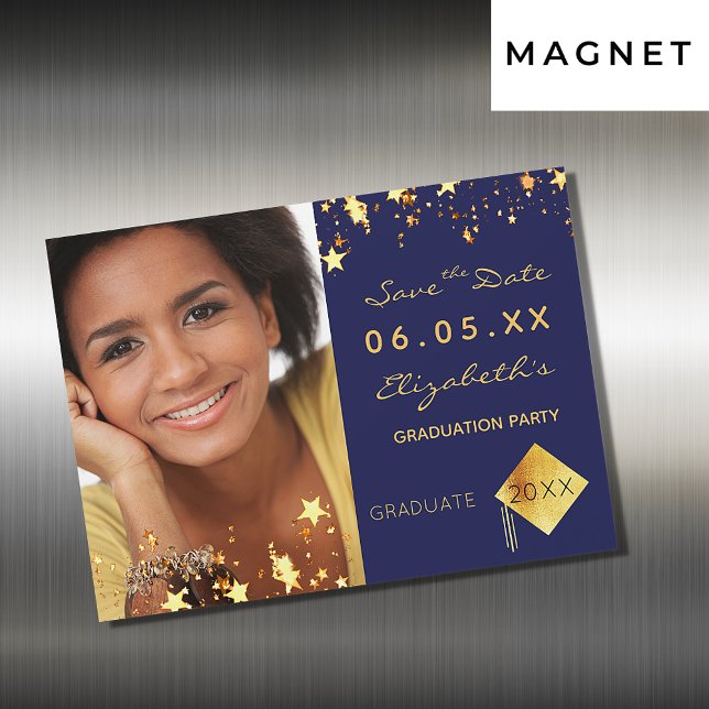 Blauer Magnet der Save the Date-Graduierungspartei (Von Creator hochgeladen)