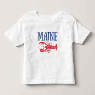 Blauer Maine-Text Roter Wasserfarben-Hummer Kleinkind T-shirt