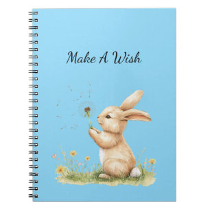 Blauer Make A Wish Hase Löwenzahnblume Notizblock