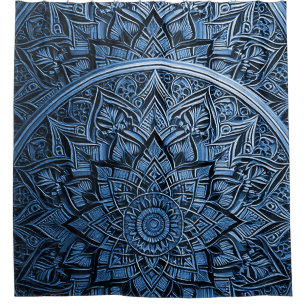 Blauer Mandala-Duschvorhang Duschvorhang