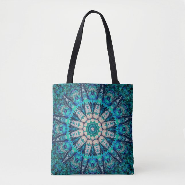 Blauer Mandala ganz vorbei - drucken Sie (Vorderseite)