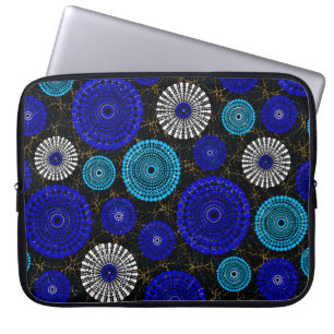 Blauer Mandala-Geometrie-Laptop-Schutzbezug – Boho Laptopschutzhülle