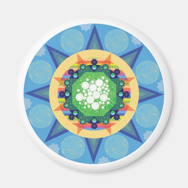 Blauer Mandala-Magnet Magnet (Vorne)