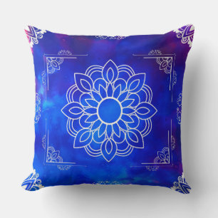 Blauer Mandala-Wurfkissen Kissen