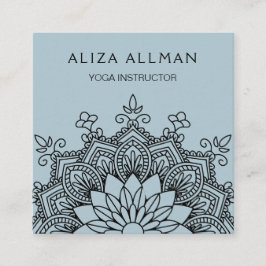 Blauer Mandala-Yoga-Pastelllehrer Quadratische Visitenkarte