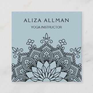 Blauer Mandala-Yoga-Pastelllehrer Quadratische Visitenkarte