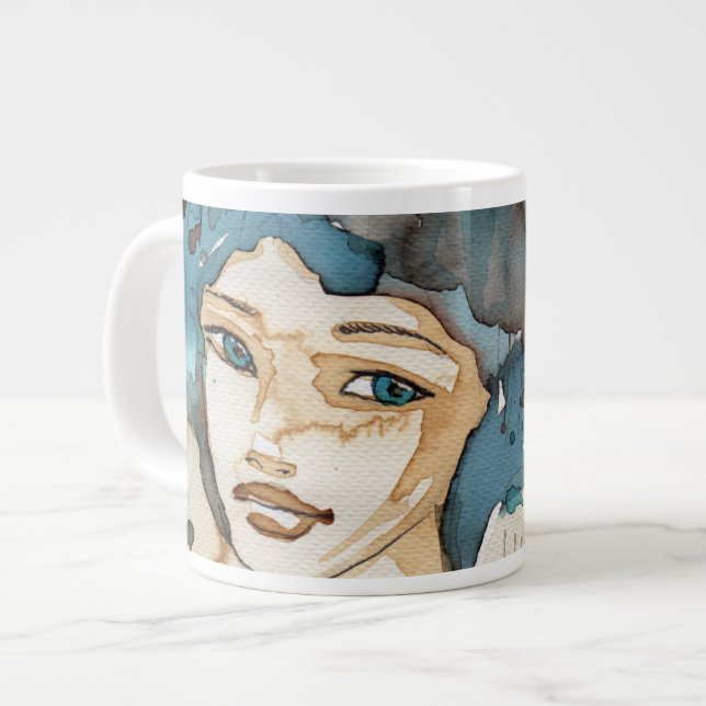 Blauer Mann Jumbo-Tasse (Vorderseite Links)