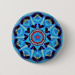 Blauer Mann-Mandala-Knopf Button