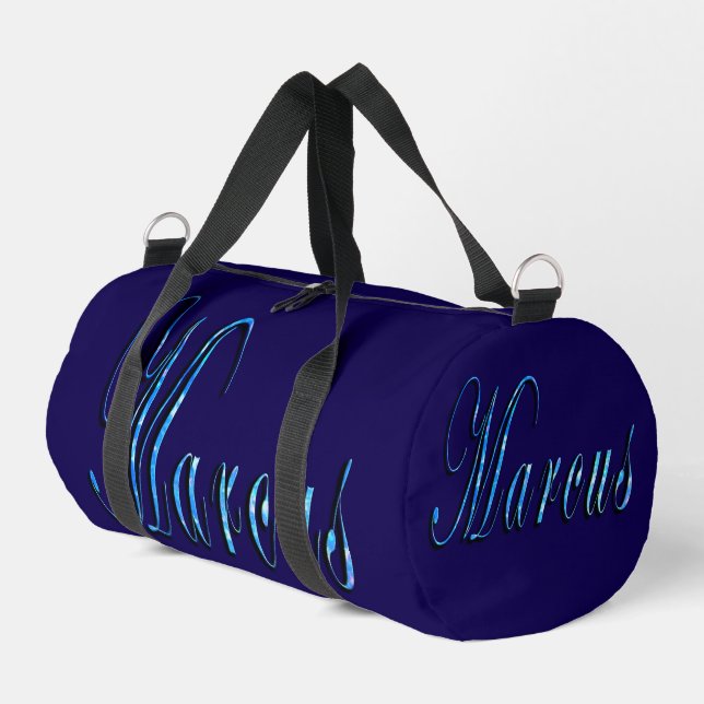 Blauer Marcus-Name,  Duffle Bag (Linke Seite)