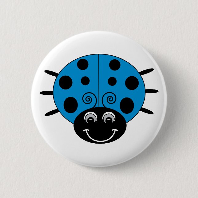Blauer Marienkäfer-Knopf Button (Vorderseite)