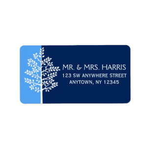 Blauer Marinebaum Bar Mitzvah Adressaufkleber