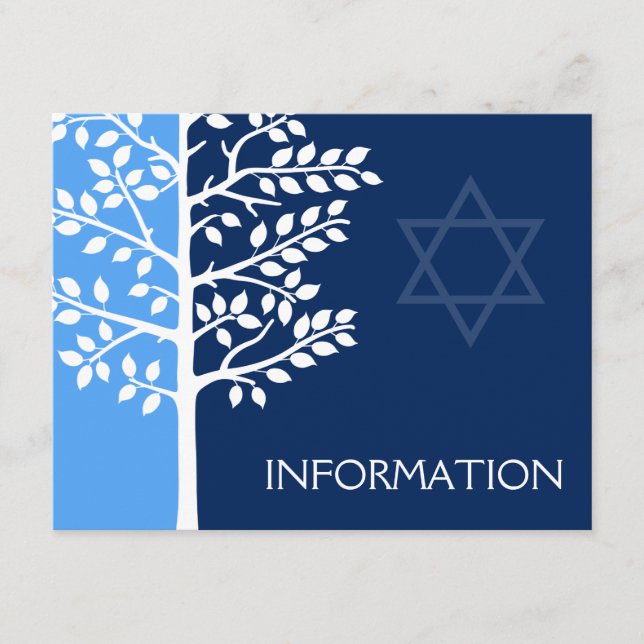 Blauer Marinebaum Bar Mitzvah Information Begleitkarte (Vorderseite)