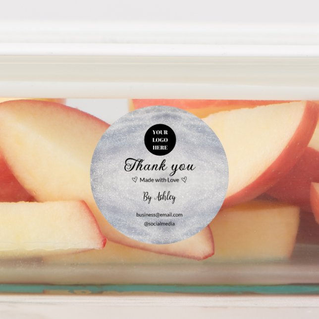 Blauer Marker Logo-Text hinzufügen Dank Rabatt Etiketten (Befestigt)