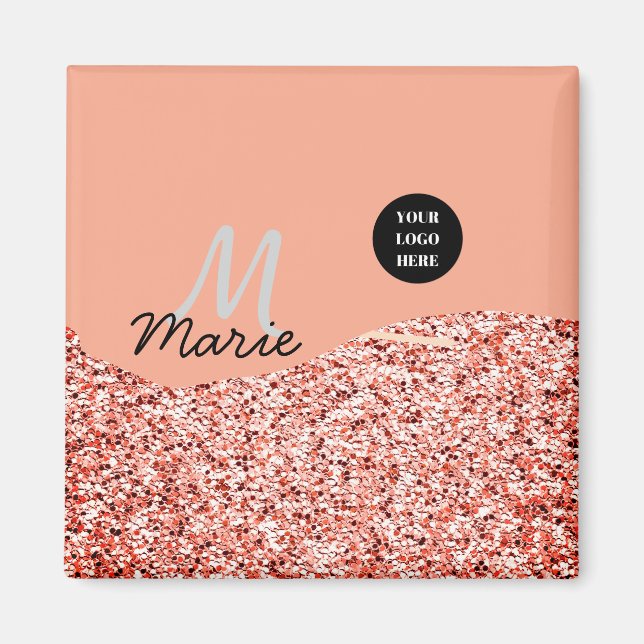 Blauer Marker Logo-Text hinzufügen Dank Rabatt Magnet (Vorne)