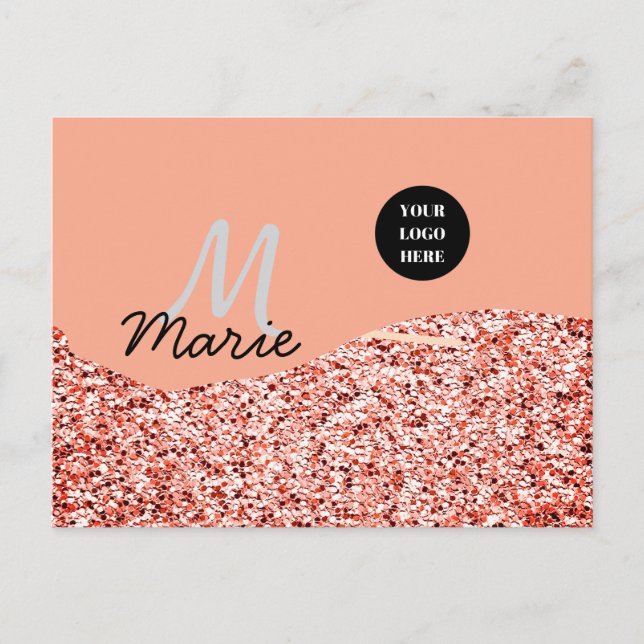 Blauer Marker Logo-Text hinzufügen Dank Rabatt Postkarte (Vorderseite)