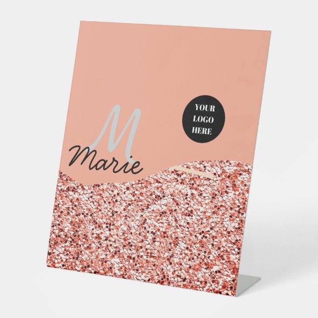 Blauer Marker Logo-Text hinzufügen Dank Rabatt Sockelschild (Vorderseite)