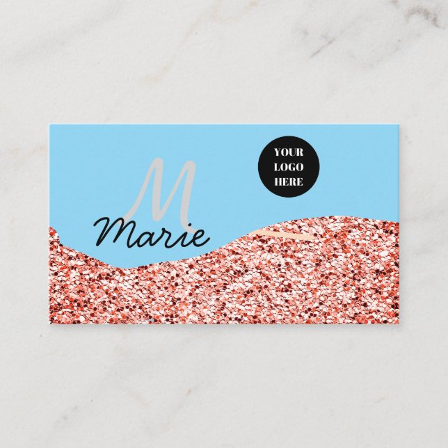 Blauer Marker Logo-Text hinzufügen Dank Rabatt Visitenkarte (Vorderseite)