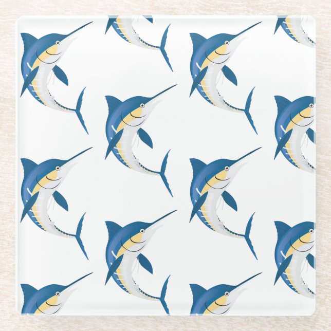 Blauer Marlin 2  Glasuntersetzer (Vorderseite)