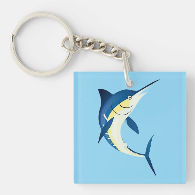 Blauer Marlin-Acrylschlüsselanhänger Schlüsselanhänger (Vorderseite)